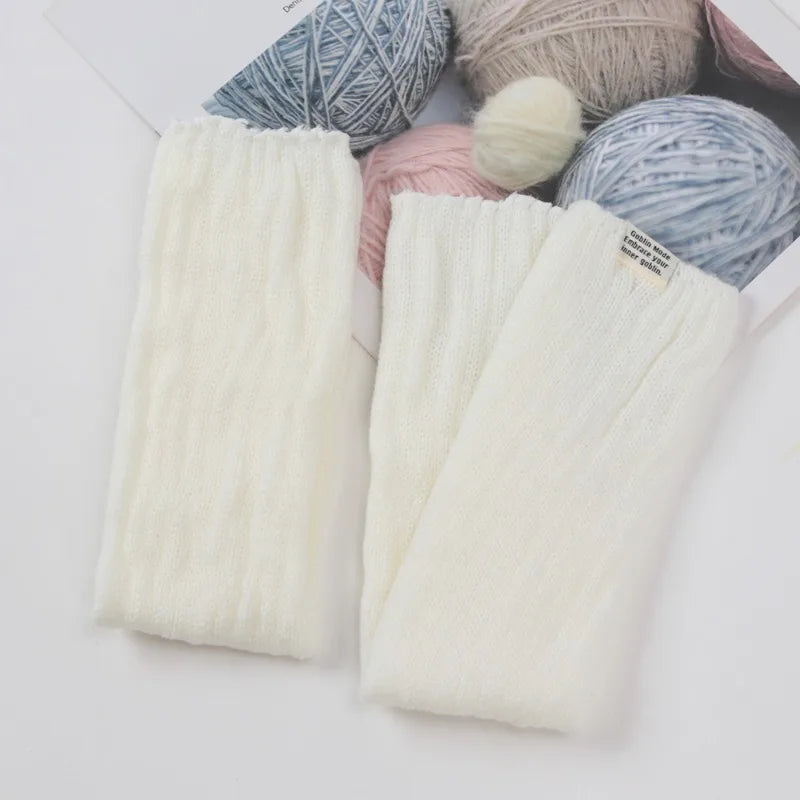 Women Fingerless Gloves Arm Warmers Goth Knitted Kawaii Lolita Style Gloves Wrist Sleeves Harajuku Mittens Y2K Black Accessories