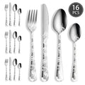 24/16 Pcs Premium Cutlery Set Laser Engraved Dragon Pattern Dinner Knife Fork Spoon Teaspoon for Festival Gifting Camping