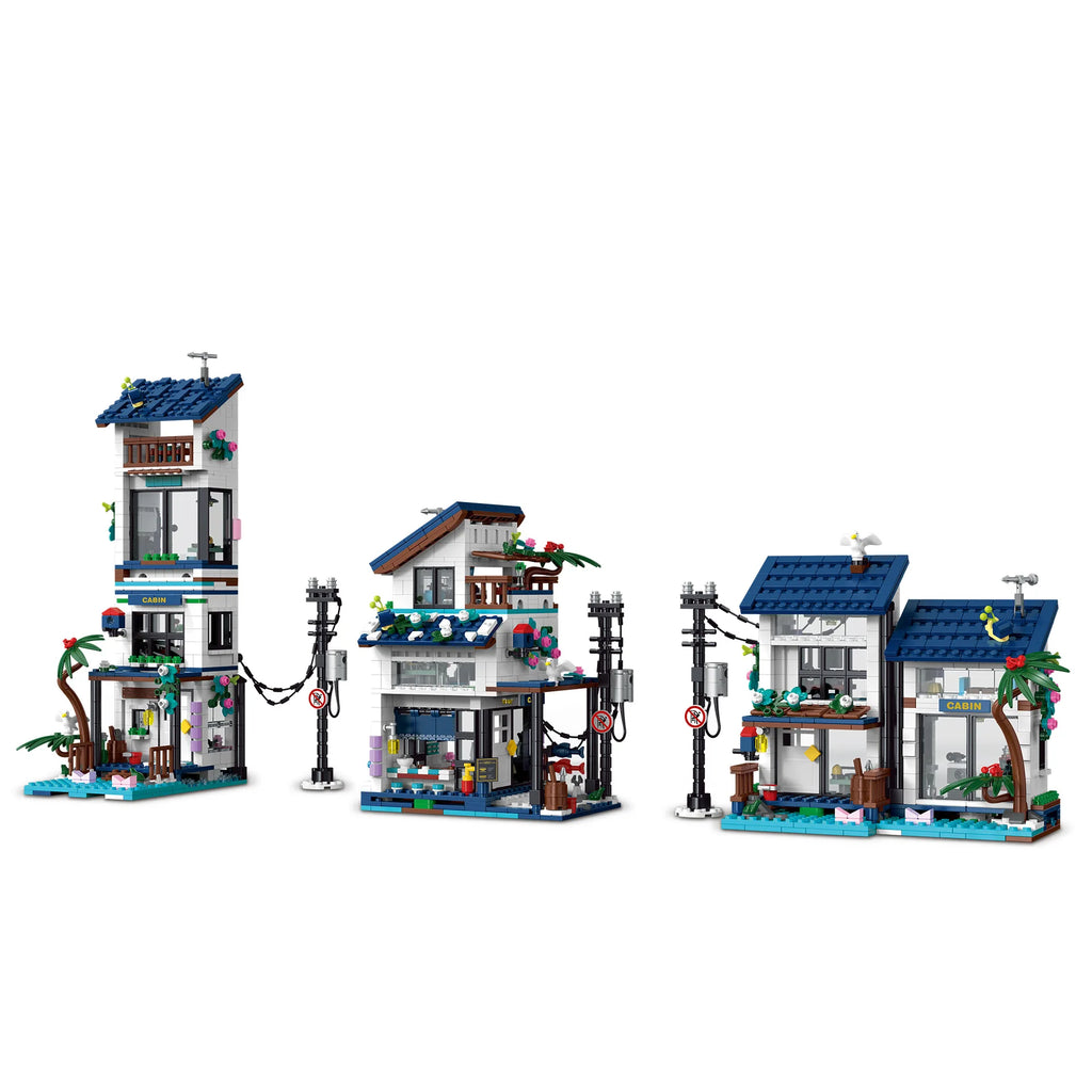 Christmas Gifts The Beach House Three In One Model Modular Street View Series DIY Toys Building Blocks Bricks Boy's For Kids