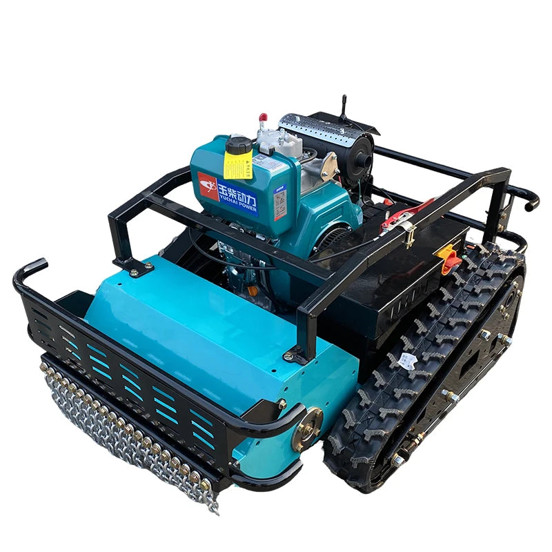 Newly designed self-propelled tracked lawn mower with automatic remote control for grass cutting and shredding