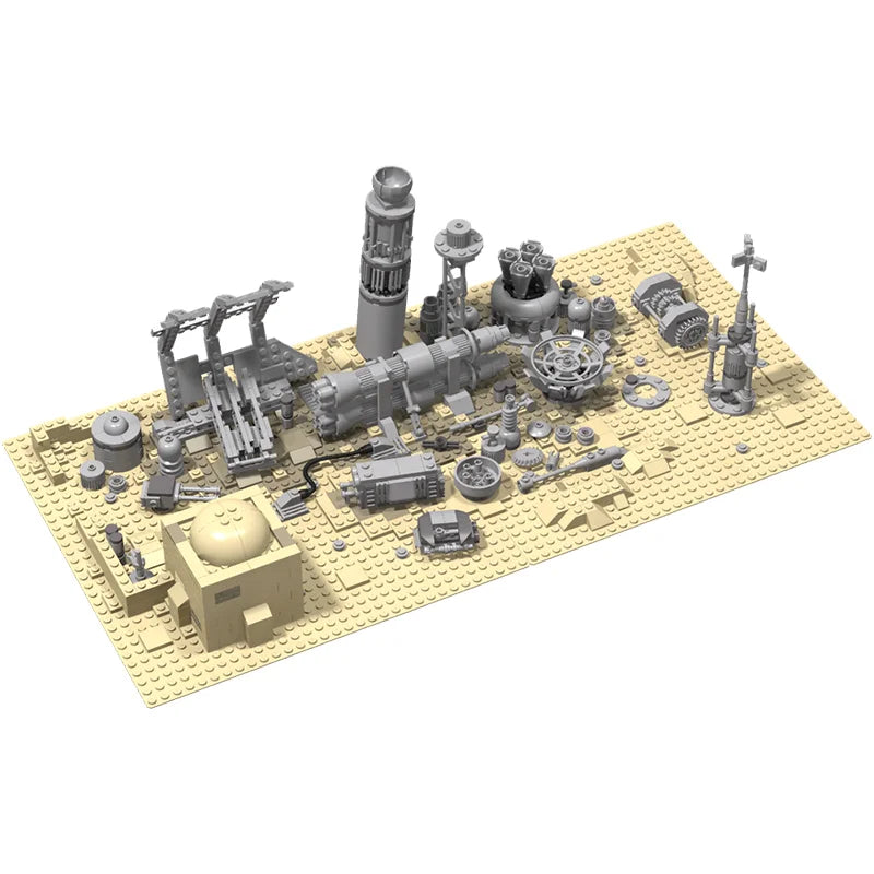 933pcs MOC Tatooine Mos Eisley Junkyard Star Battle Model Building Blocks Room Accessories, Home Decor Room Decor Gift For Boys
