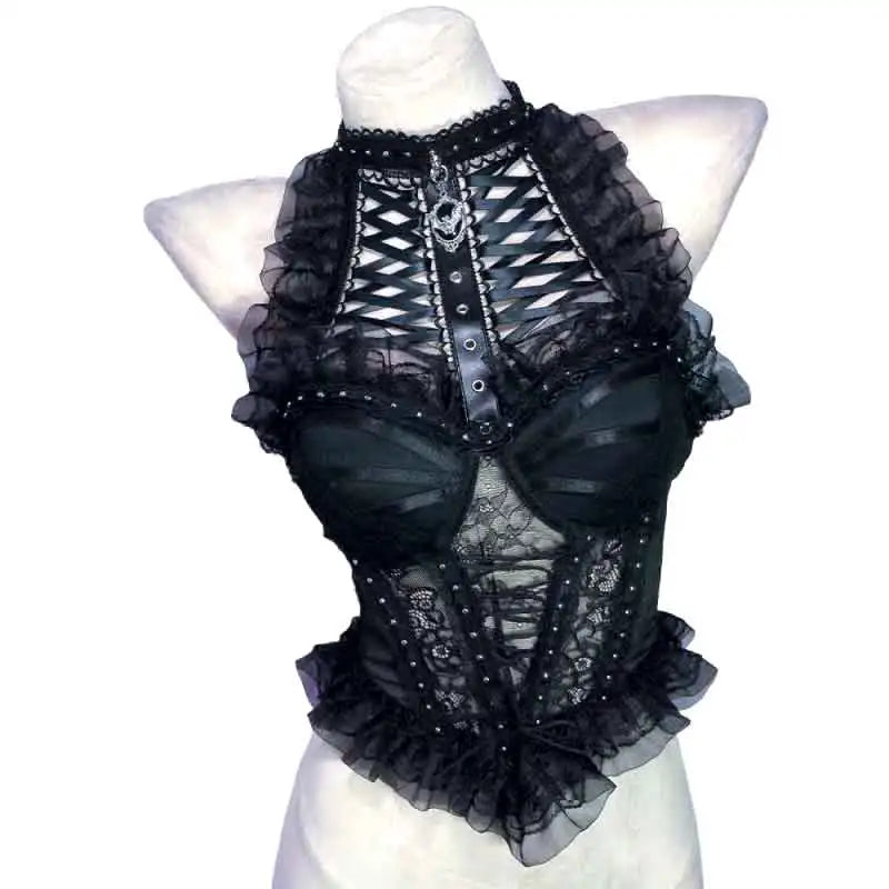 Goth Tops Punk Rock Clothes Fairy Cyber Grunge Emo Clothing ALT Gothic Tank Alternative Vkei Y2K T-shirt Harajuku Kawaii