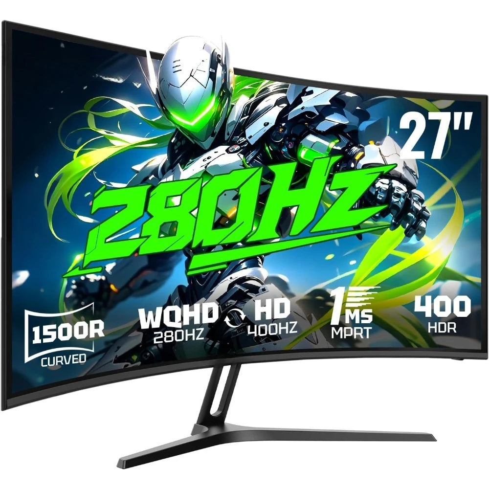 USA Stock 27 Inch 280Hz Curved Gaming Monitor WQHD 280Hz HD 400Hz Dual Mode 1500R HDR400 135% sRGB 5000:1 PIP PBP OD 1ms AI