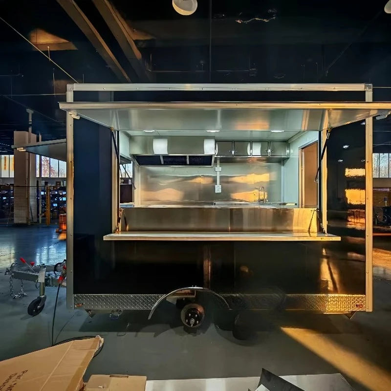 Remorque Fully Equipped Mobile Kitchen Food Trailer Pizza Fast Food Truck Full Kitchen Large Storage Outdoor Event Catering