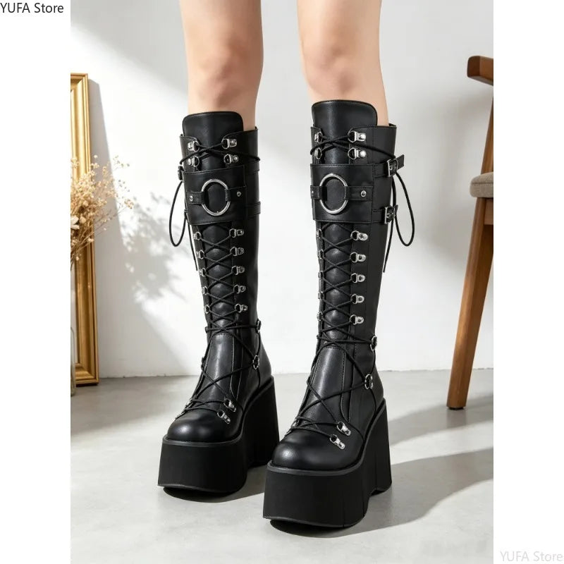 Wedges Long Boots for Women Gothic Shoes Over-the-knee Boots Cosplay High Platform Women Boots New High Heel Ladies Boot Botas