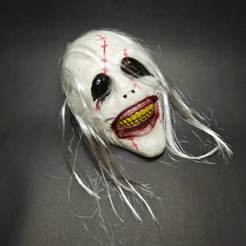 【S】Halloween Horror Terrifier Art The Clown Full Head Mask With Blood Splatter For Cosplay Party Haunted House
