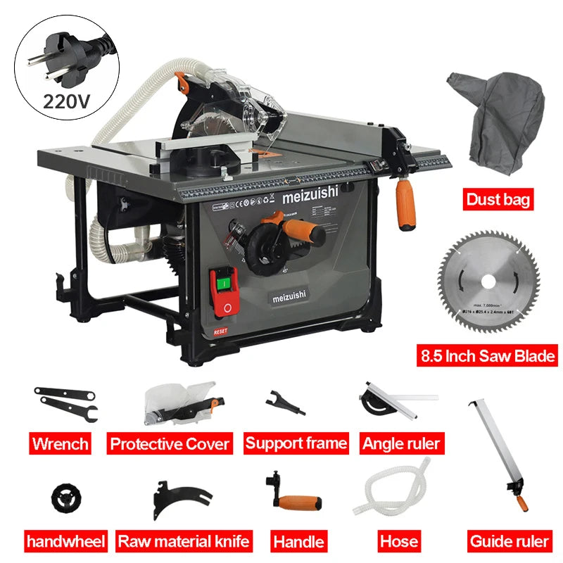 2000W Woodworking Decoration Chainsaw Mini Table Saw  Household Sliding Table Saw Cutting Board Multifunction Cutting Machine