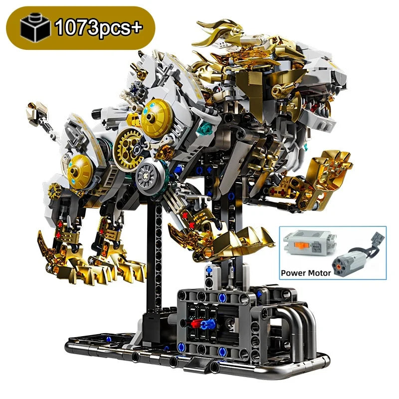 Creative Mechanical Lion Building Blocks Set STEM Educational Toys Kit DIY Tabletop Decorations Gift For Boys Girls 1073PCS
