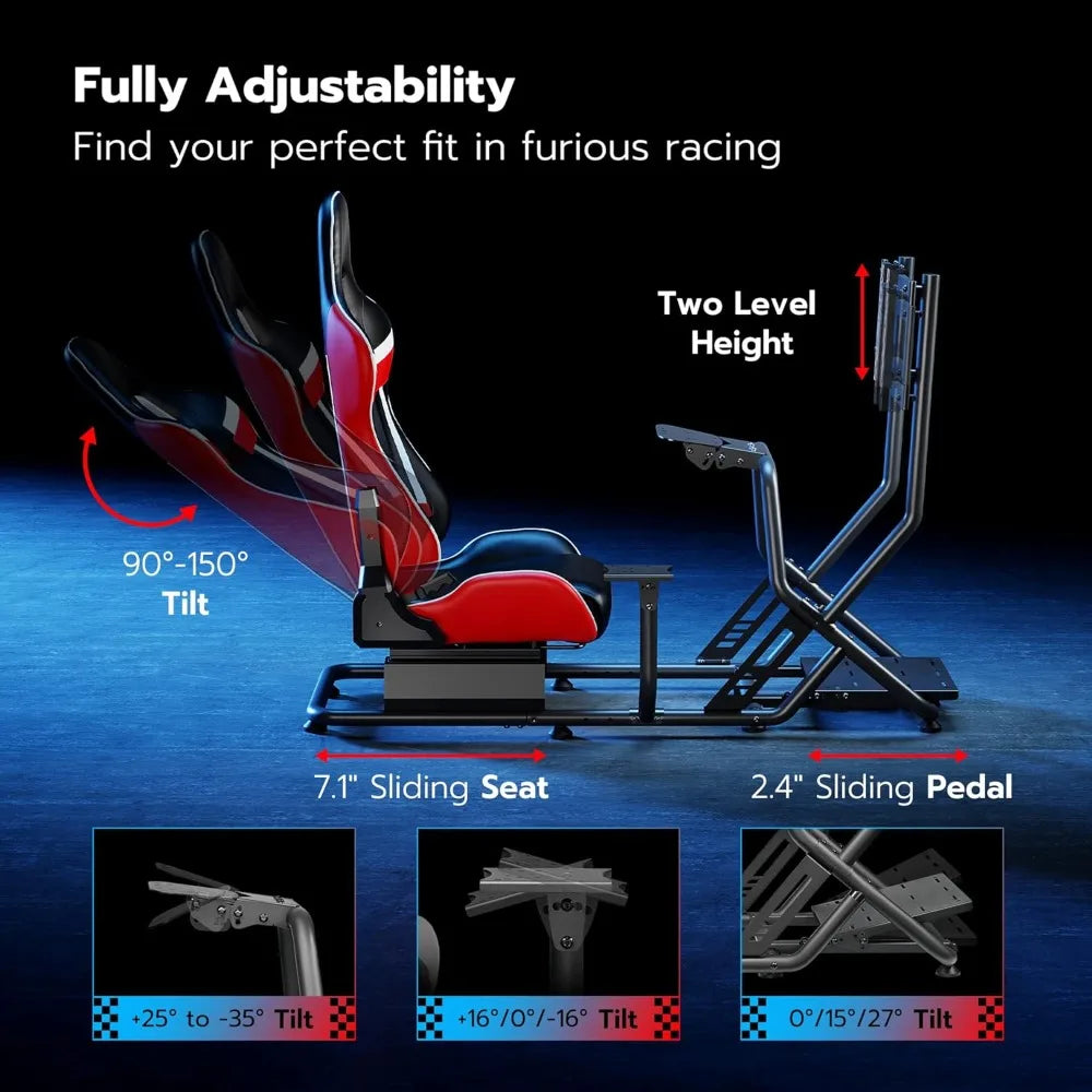 Racing Simulator Cockpit with Monitor Mount Seat Formula GT Sim Racing Frame for PS5 PS4 Xbox PC Gaming