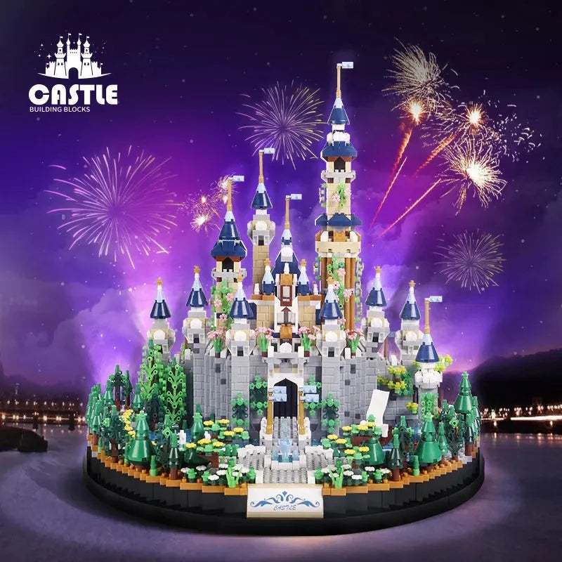 6180PCS Magic Castle Sakura House Building Blocks City Street Model With LED Lights Mini Bricks Toys Children's Christmas Gifts
