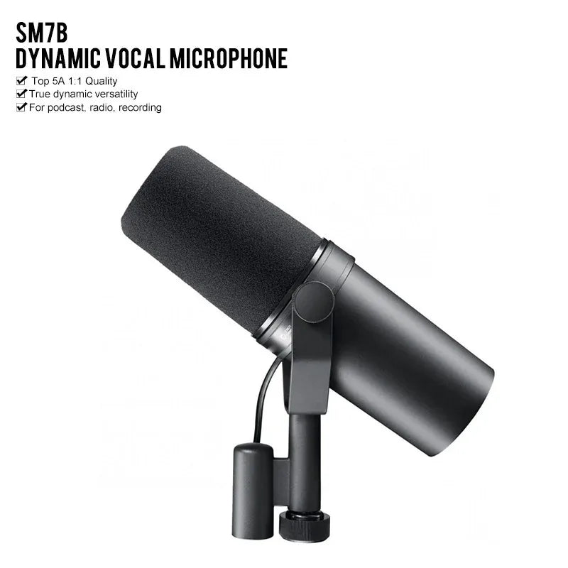 Shure SM7B Microphone Sm7b Dynamic Microphone Podcast Studio Set for Live/Stage Recording Podcasting Cardioid Black Metal Mic