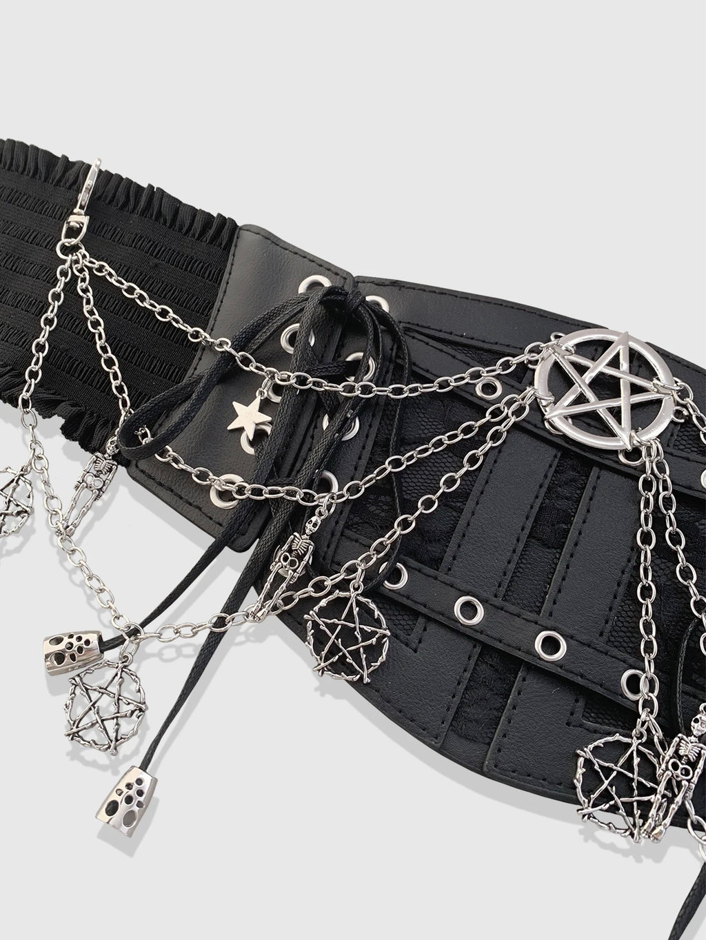 HERSHINE Women's Black Fashion Star Chain Elastic Wide Waist Belt, Y2K Gothic Punk Harajuku Rock Hip Hop Accessory，spring，summer