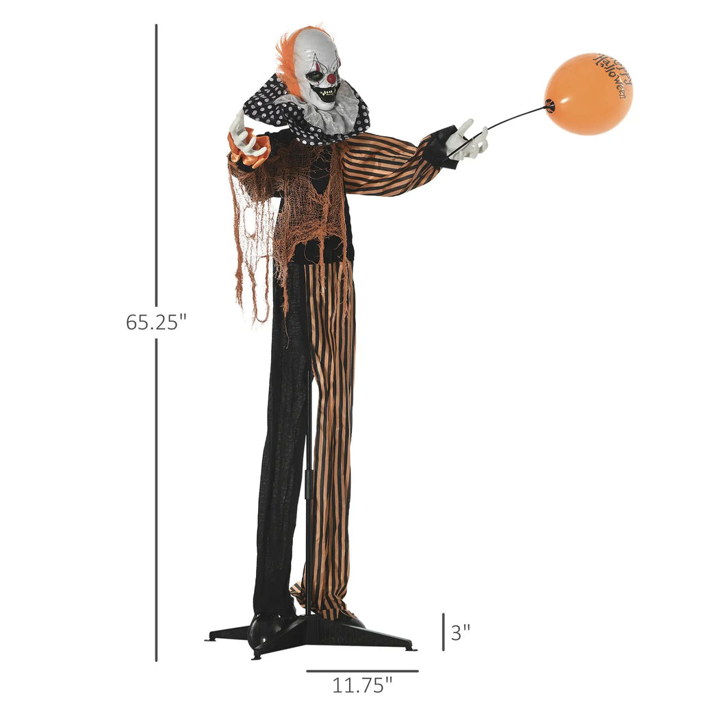 65" Life Size Outdoor Halloween Decorations Talking Circus Clown with A Balloon, Animated Prop