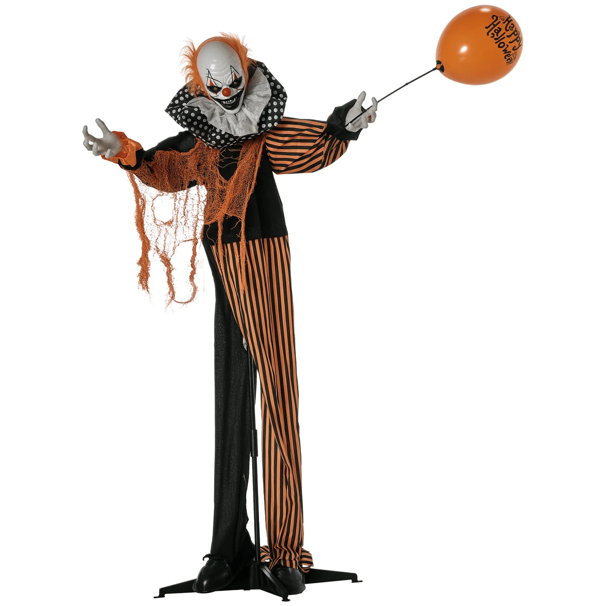 65" Life Size Outdoor Halloween Decorations Talking Circus Clown with A Balloon, Animated Prop