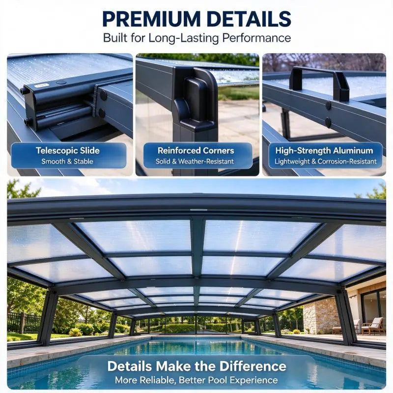 Any Size Custom Luxury Premium Folding Retractable Pool Cover Windproof Rainproof Outdoor For Home Villa Resort And Sunroom