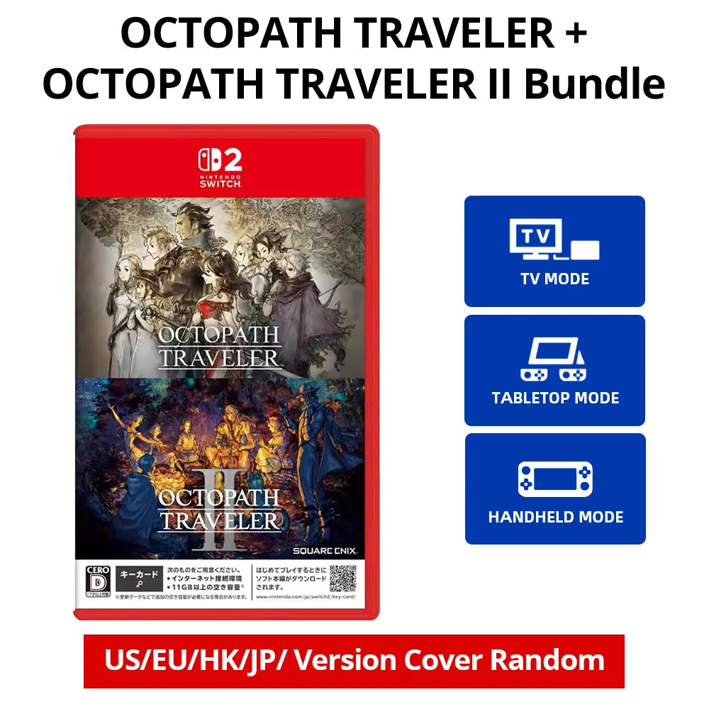 Nintendo Switch 2 Game -OCTOPATH TRAVELER + OCTOPATH TRAVELER II Bundle - Games Physical Cartridge for Nintendo Switch OLED Lite