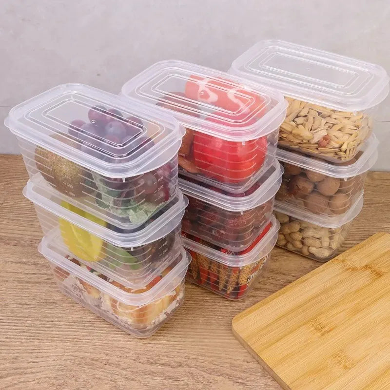 12/1PCS Refrigerator Storage Boxes Kitchen Food Fresh Organizer with Lid Clear Cold Storage Crisper Fruit Spice Food Container
