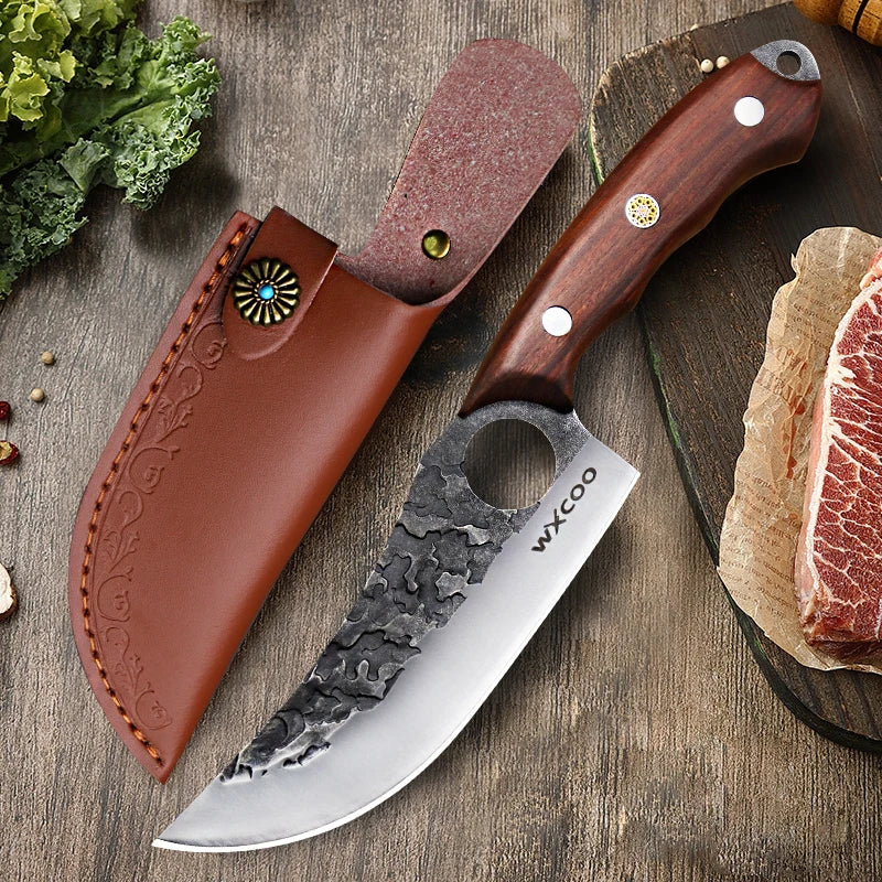 WXCOO Stainless Steel Kitchen Knives Handmade Forged Cleaver Boning Knife Fruit Vegetable Cutter Utility Knife DIY Bottle Opener