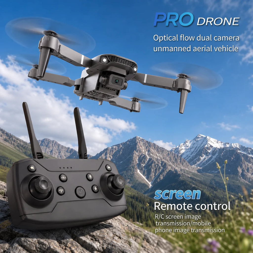 2026 Upgraded E88 PRO MAX Foldable Drone with Dual Cameras, 8K Screen Remote Control, Extra Batteries, One Key Return, Portable RC Quadcopter for Adult Beginners, Black Friday Christmas Holiday Gift