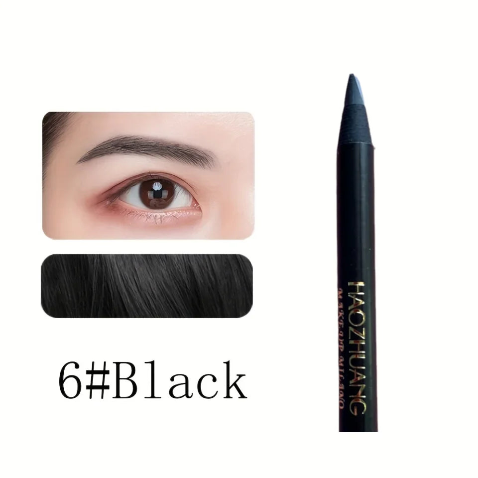 HAOZHUANG Pull Eyebrow Pencil Black Makeup High Quality Wild Line Eyebrow Pencil Hard Core Flat Head Pen White Waterproof