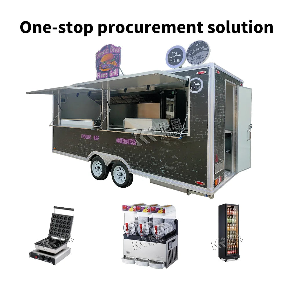 Food Trucks Mobile Kitchen Fully Equipped Customized Mobile Catering Juice Beer Bar Concession Food Trailer