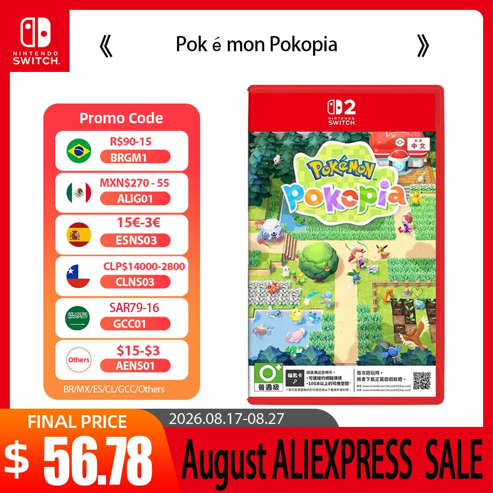Nintendo Switch 2 Game Deals - Pokémon Pokopia - NS2 Games Cartridge Physical Card Support TV Tabletop Handheld Mode