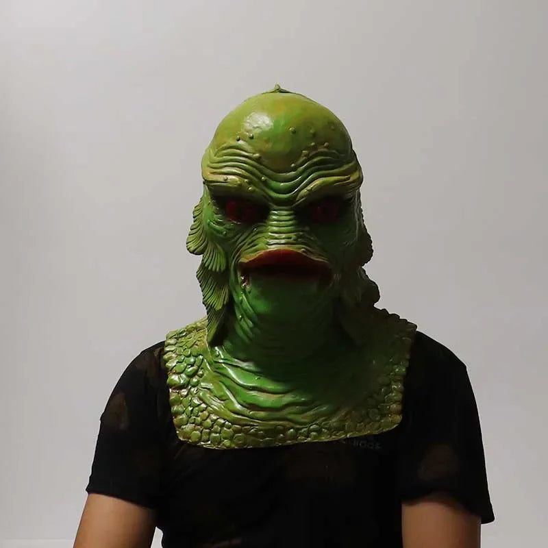 Creature From The Black Lagoon Green Fish Monster Mask Latex Mask Halloween Party Scary Full Head Masks Cosplay Props