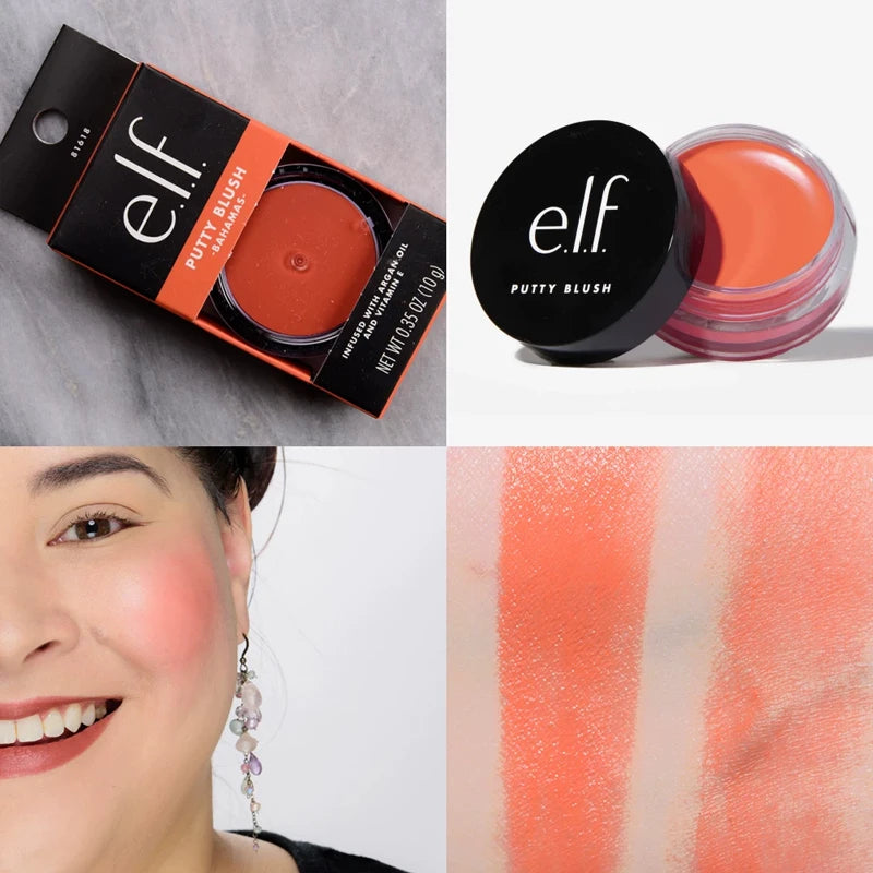 Elf Putty Blushcream Blush Balm in Pink Tones Bora Bora Matte Pearlescent and Shimmering Lip Glaze for Moisturizing Lips Makeup