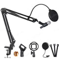 Universal Microphone Stand Kits Microphone Suspension Scissor Boom Arm with Pop Filter for Shure SM7B SM58 AM8 A8 A6V K658 Mic