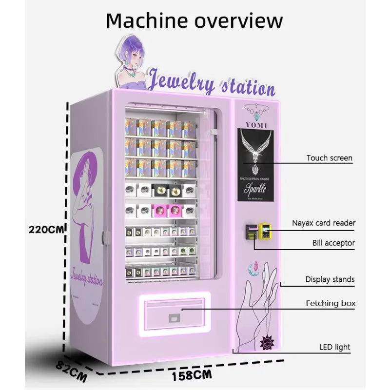 Smart beauty vending machines with card readers, jewelry vending machines, cosmetics vending machines in shopping malls for sale