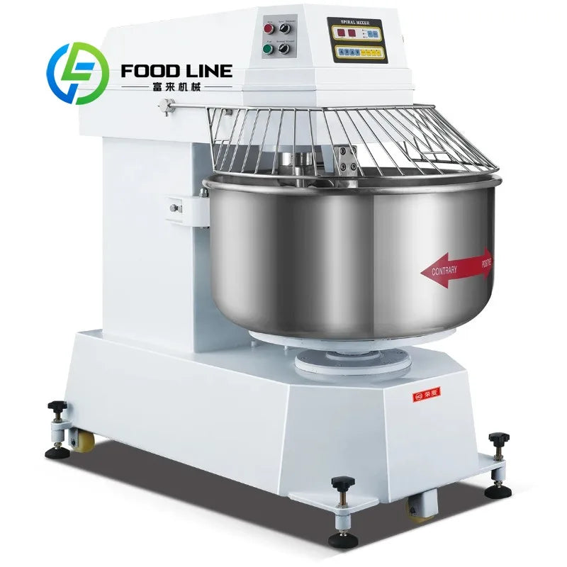 Custom Industrial Bread Bakery 25kg 50kg 100kg 150 Rpm 110v 20 kg Spiral Dough Mixer Maker Kneader Kneading Flour Mixing Machine