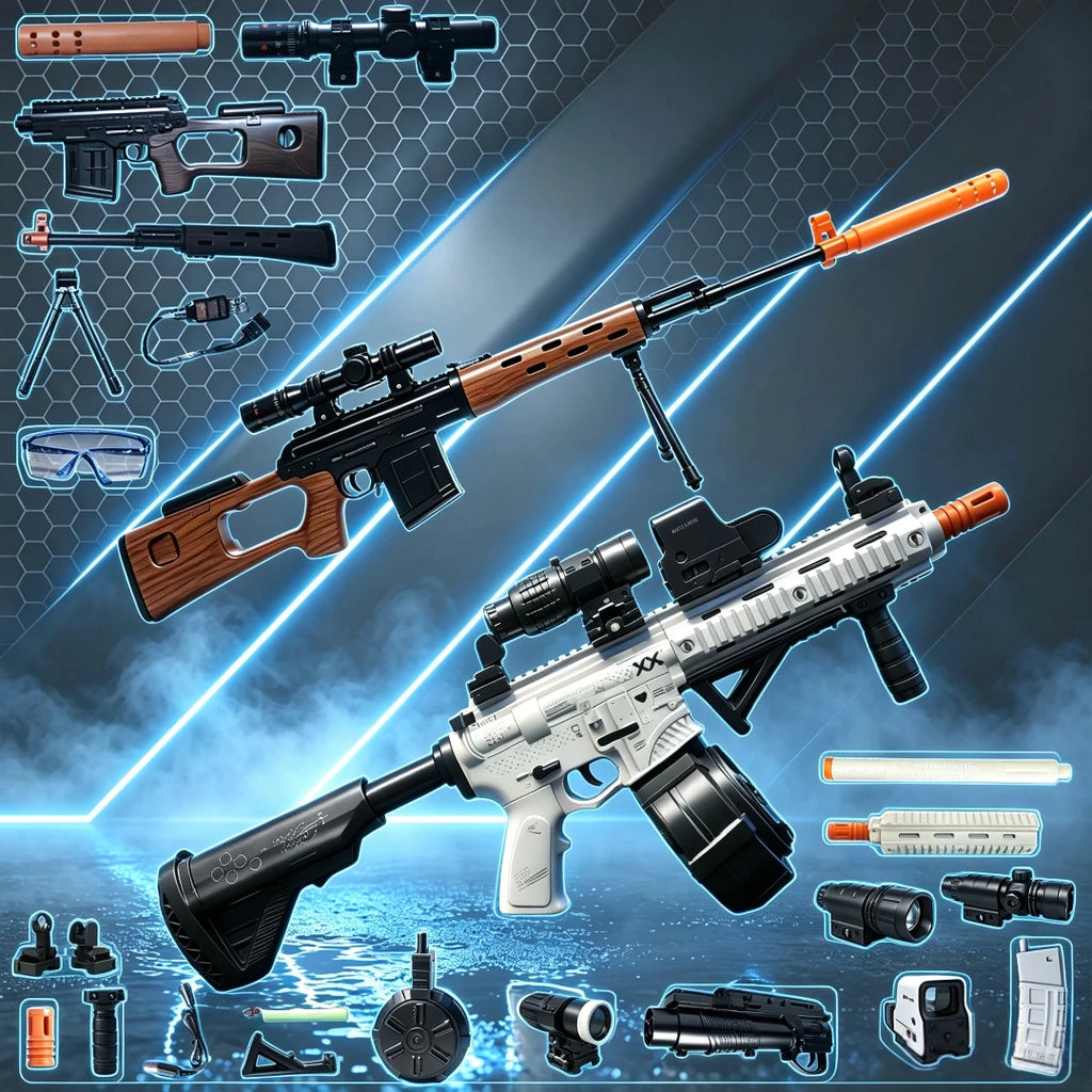 Gel Ball Blaster， Electric Splatter Ball Blaster Toy, Fun Shooting Games,Outdoor Activity(Without Water Beads)