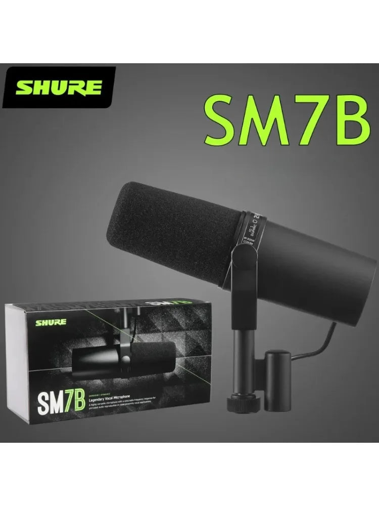 Shure SM7B Microphone Sm7b Dynamic Microphone Podcast Studio Set for Live/Stage Recording Podcasting Cardioid Black Metal Mic