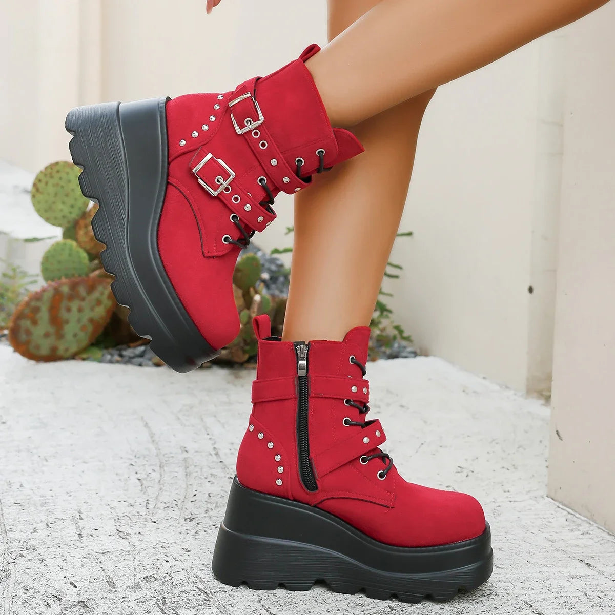 2025 Women Comfortable Ankle Boots Luxury Casual Elegant New Boots Platform Chunky Designer Shoes for Women Zapatos De Mujer