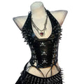 Women's Y2K Goth Top Emo Clothing Gothic Dark Boho Tank Top with Spikes Punk Rock Style for Teens Rave Festival Grunge T-Shirt