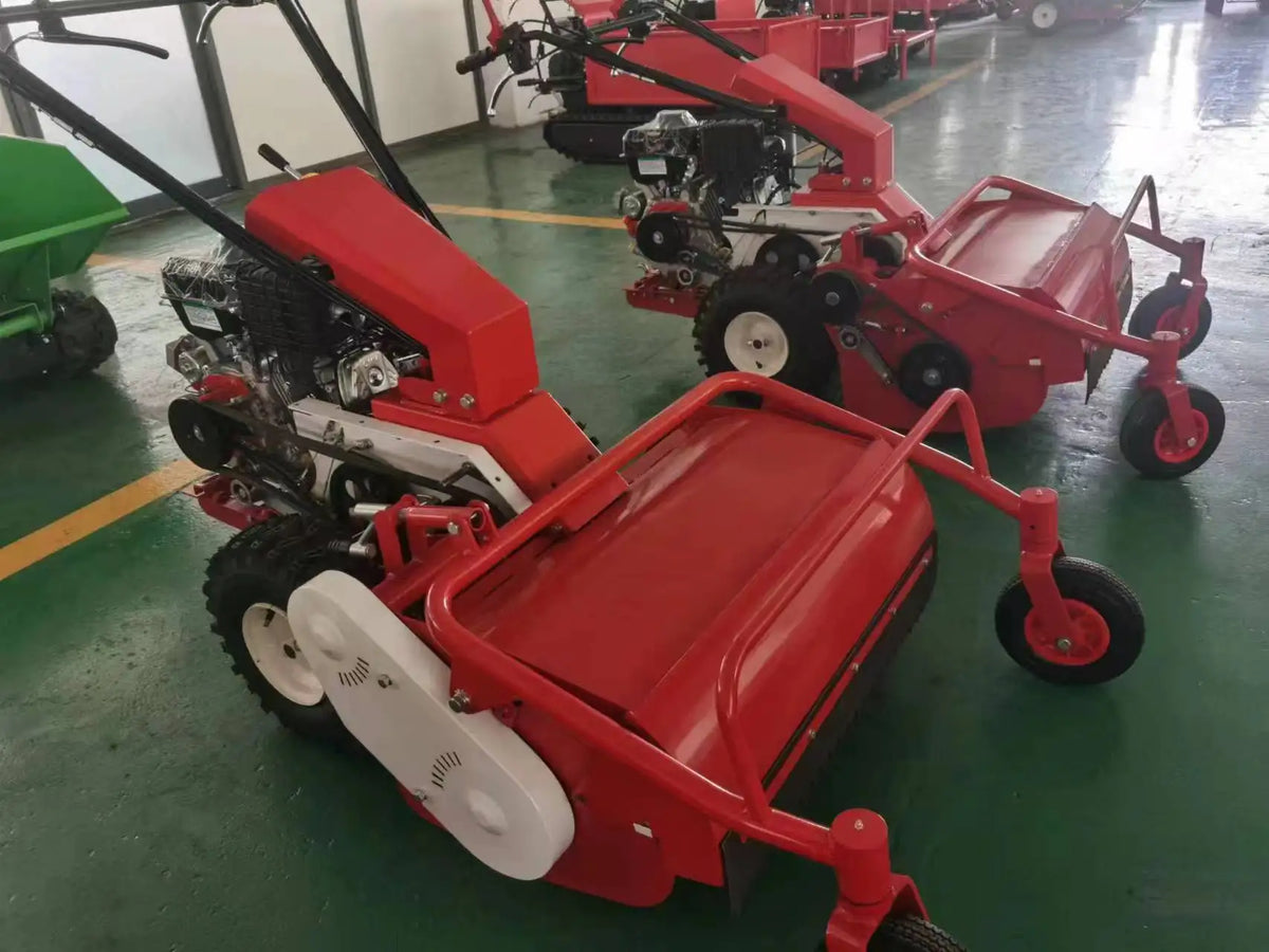 Automatic front and rear wheel lawn mowers commonly used in landscaping and greening