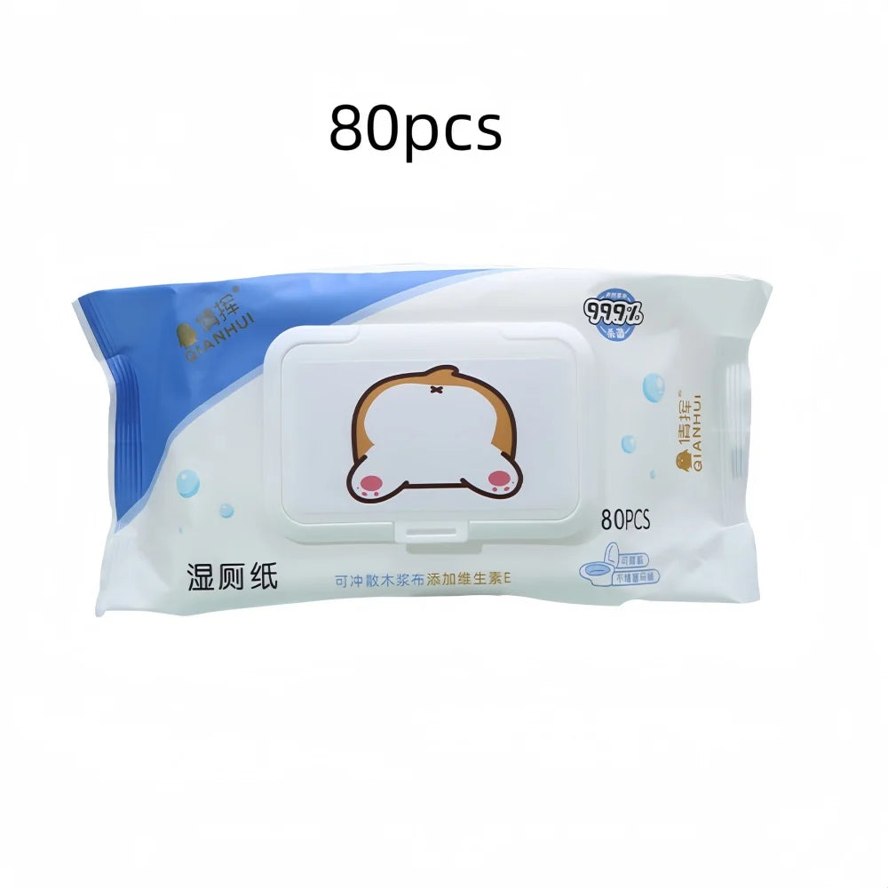 80 Pieces/Pack, Wet Toilet Paper, for Men and Women to Clean Their Private Parts, Wipe Their Buttocks, Antibacterial Toilet Wet