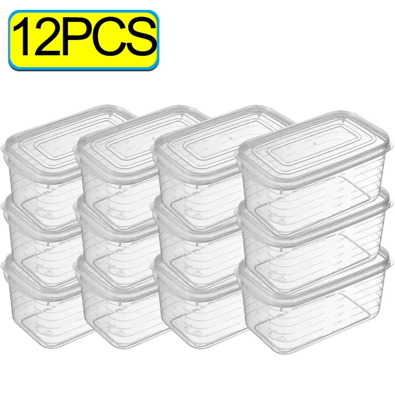 12/1PCS Refrigerator Storage Boxes Kitchen Food Fresh Organizer with Lid Clear Cold Storage Crisper Fruit Spice Food Container