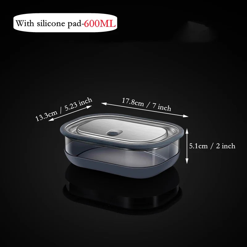 Food Grade High Borosilicate Glass Lunch Box Microwave Oven Insulation Bento Box Fruit Sealed Box Silicone Pad Square Lunch Box