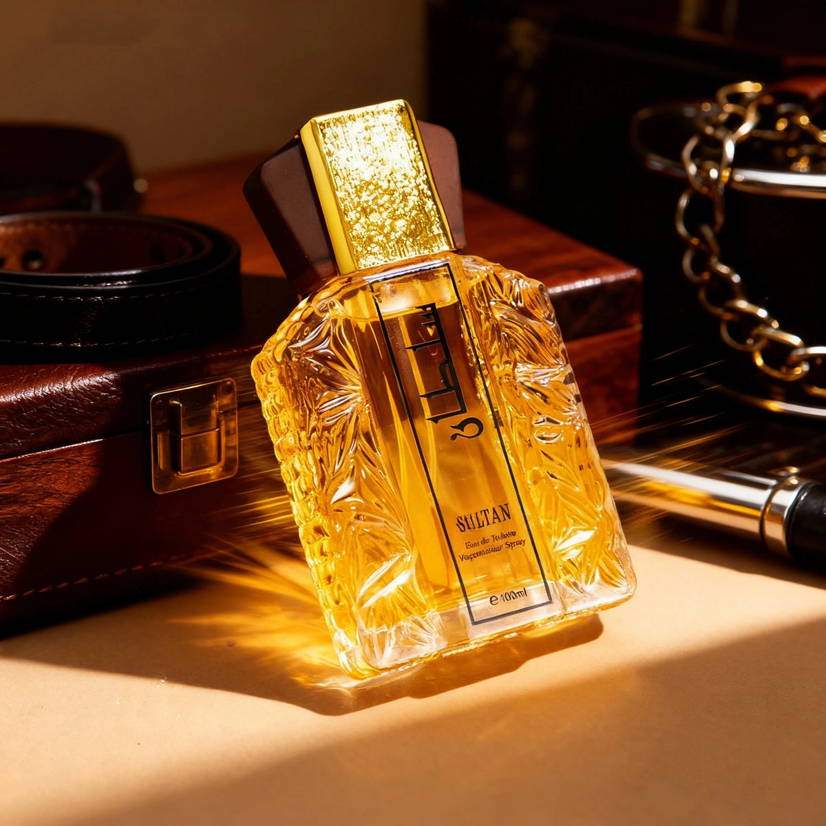 100ml Sultan Arabian Oriental Men Eau de Toilette, Long Lasting Floral Woody Cologne, Ylang Ylang Neroli Bergamot, Iris Rose Sandalwood Vanilla Scent, Luxury Middle Eastern Fragrance for Daily Dating Party Gift