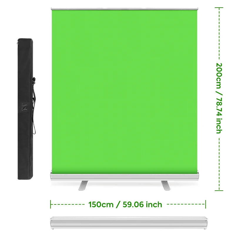 Green Screen,Portable Pull Up Wrinkle Resistant Polyester Green Background Screen, Chroma Key Green Panel For Video Live Game