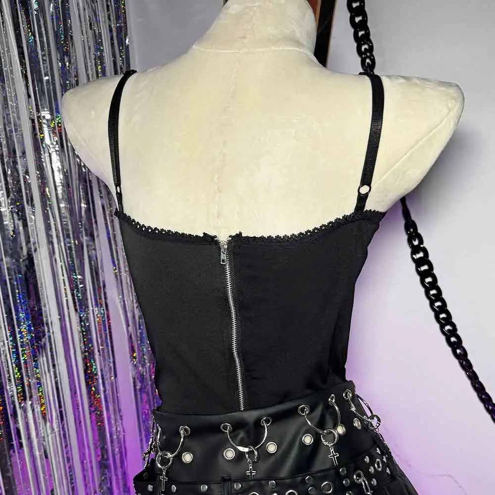 Pastel Pink Gothic Punk Rock Spider Halter Top Y2K Grunge Emo 90s Cyber Alternative E-Girl ALT Clothing Gothic Punk Rock Shirt