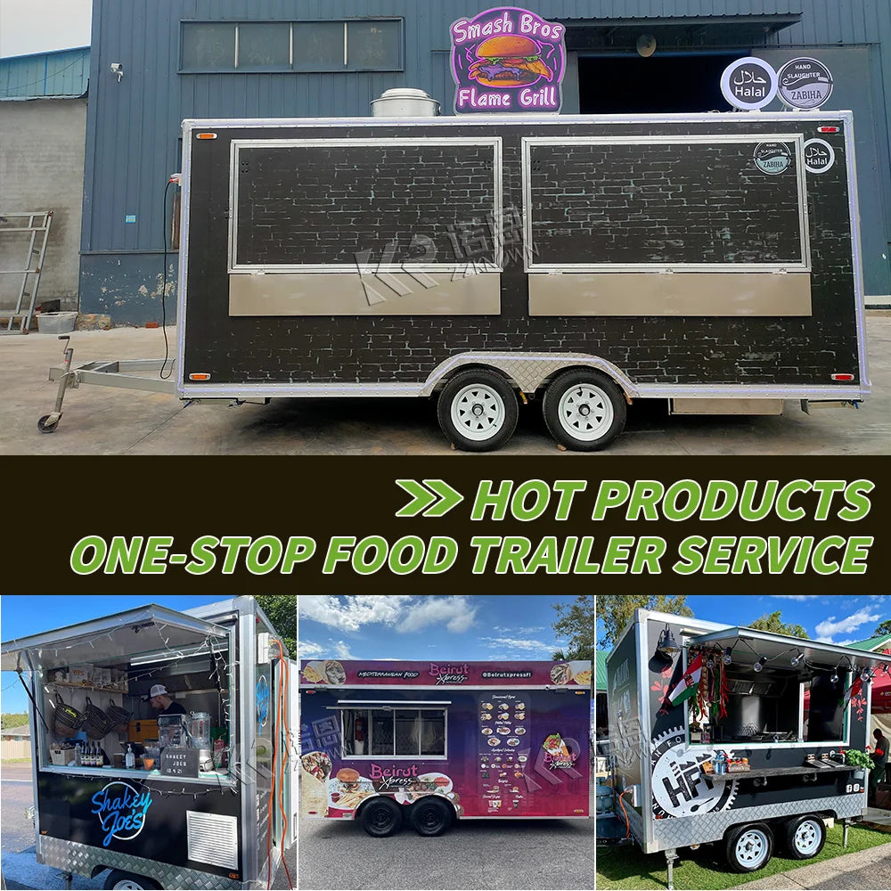 Food Trucks Mobile Kitchen Fully Equipped Customized Mobile Catering Juice Beer Bar Concession Food Trailer