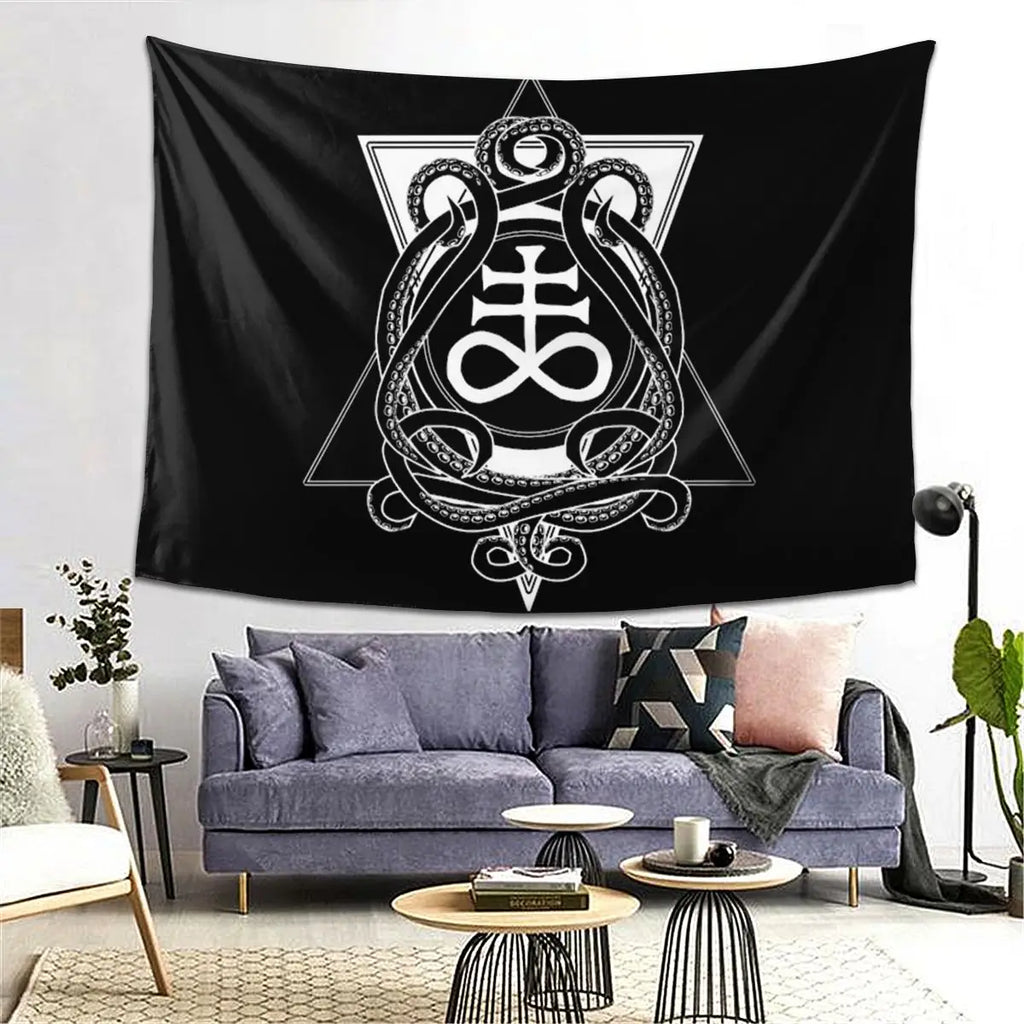 Satanic Cross Leviathan's Cross And Tentacles Tapestry Decor Art Aesthetic Tapestries for Bedroom Home Wall Cloth Wall Hanging