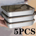 5pc Stainless Steel Food Storage Containers Set - Leak-Proof Lids, Dishwasher Safe for Sandwich/Fruits/Home/Party