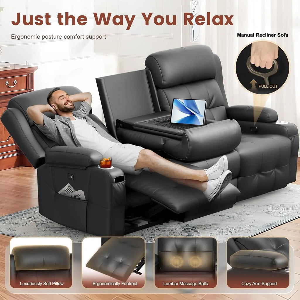 Recliner Sofa, Massage Reclining Sofa 3 Seater Sets Heavy Weight Capacity, RV Loveseat Couch Clearance with Flip Back, Custom
