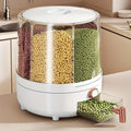 2026 6‑Compartment 360° Rotating Airtight Food Storage Container Moisture‑Proof Cereal Rice Dry Snack Kitchen Pantry Organizer