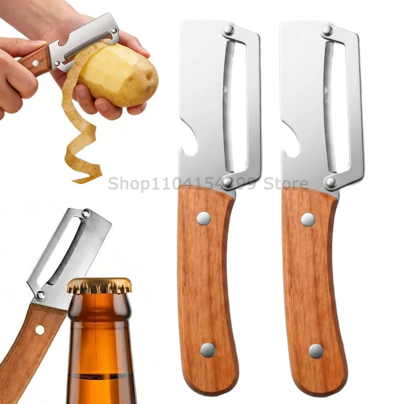 3-in-1 Paring Knife Ergonomic Wood Handle Knife Stainless Steel Vegetable Peeler with Wooden/plastic Handle Fruit Potato Peeler