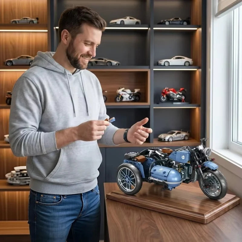 Retro sidecar motorcycle building kit, retro tricycle building kit, DIY assembly toy, adult collection display piece