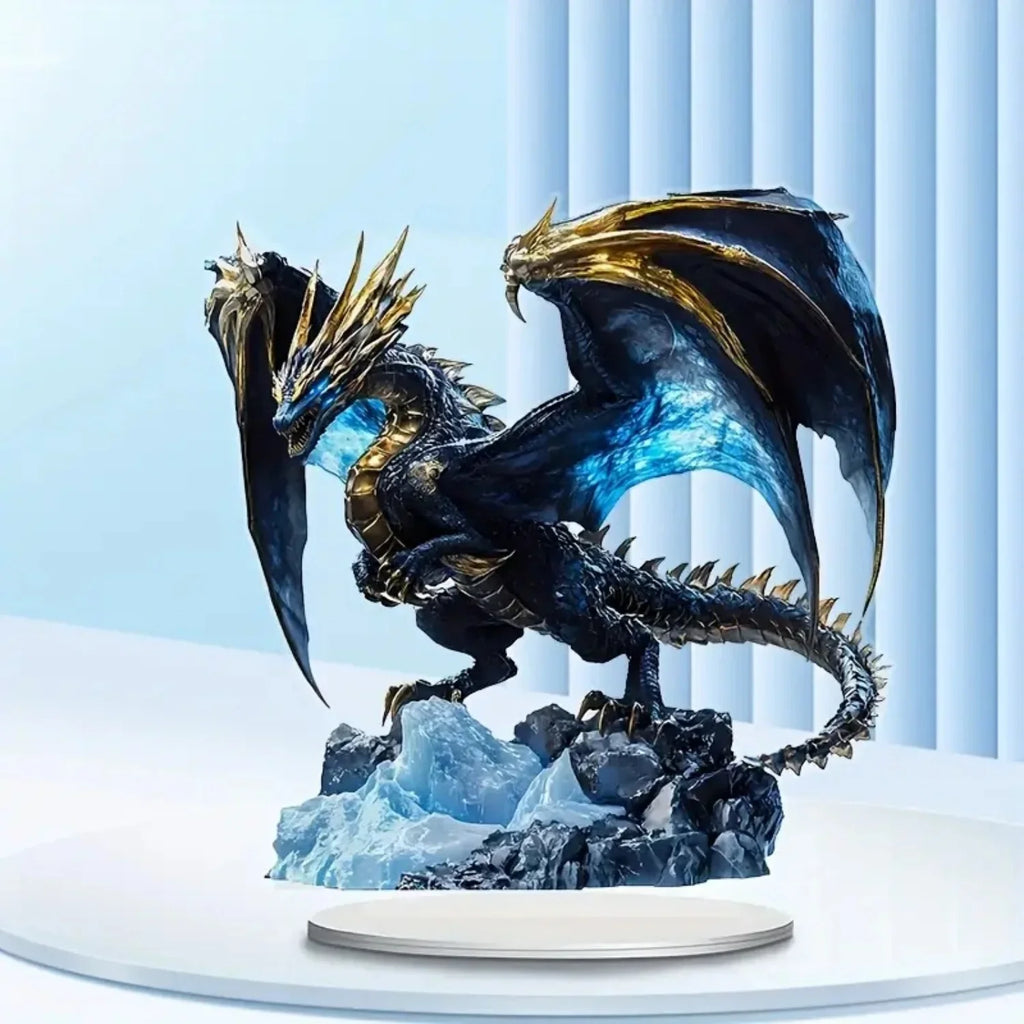 Black Dragon with Lightning 2D Flat Acrylic plaque,Home,Office,Cafe,room,Studio,display Case,Table Ornament Decor Sign Gift